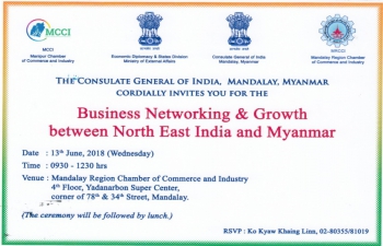 Business Networking & Growth between North East India and Myanmar on 13th June 2018