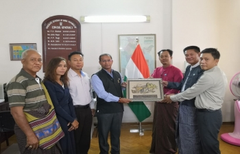 Members of Sagaing District Chamber of Commerce & Industry meet Consul General after signing MOU with Indian Tour & Travel Co. For promotion of tourism between India and Myanmar