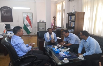 Dr. Irom Gambhir Singh, Head and Associate Prof, Deptt. of English and Cultural Studies, Manipur University visited Consulate and presented his book. Also discussed about possible academic exchanges between India and Myanmar.