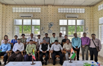 Meeting at Tamu by visiting 4 member Study Team, led by Dr Prabir De, Head at India- ASEAN  Centre, RIS with Myanmar officials and Trade Chamber reg. Border trade and  extension of Trilateral Highway  to Laos, Cambodia and Vietnam for seamless movement of goods and people across the borders.