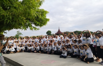 Consul General requesting the Yoga Practitioners during the Yoga Practice Session near Mandalay Palace to make the International Day of Yoga 2019 #IDY2019 (to be celebrated on 22nd June 2019) a grand success