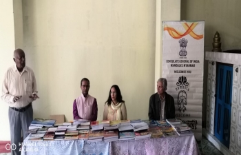 Outreach Programme with the PIOs , Hindi/Tamil/Punjabi students for Culture connectivity, CG meeting with Indian Community at Kalaw, Scholarship Awareness and  distribution of books on Indian Culture, Yoga, Hindi CBSE Class 1 to 10, Mahatma Gandhi etc. and also Yoga DVDs/  T Shirts etc. on the occasion of 150th Birth  Anniversary of Mahatma Gandhi