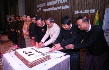 Republic Day of India 2020 Celebrations in Mandalay at The Palace by Golden Duck. Chief Guest - Acting Chief Minister of Mandalay Region. Speaker, Chief Justice, the entire cabinet of Mandalay Region, Deputy Speaker, Mandalay, Deputy Commandant, Central Command,  and Deputy Speaker as well as Minister and Secretary from Sagaing Region,  Acting CG of China, President, MRCCI being present among dignitaries. Attended by more than 350 guests. Cultural programme by the students of National University of Arts and Culture, Mandalay.